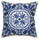 Blue Watercolor Damask Tile 20x20 Throw Pillow
