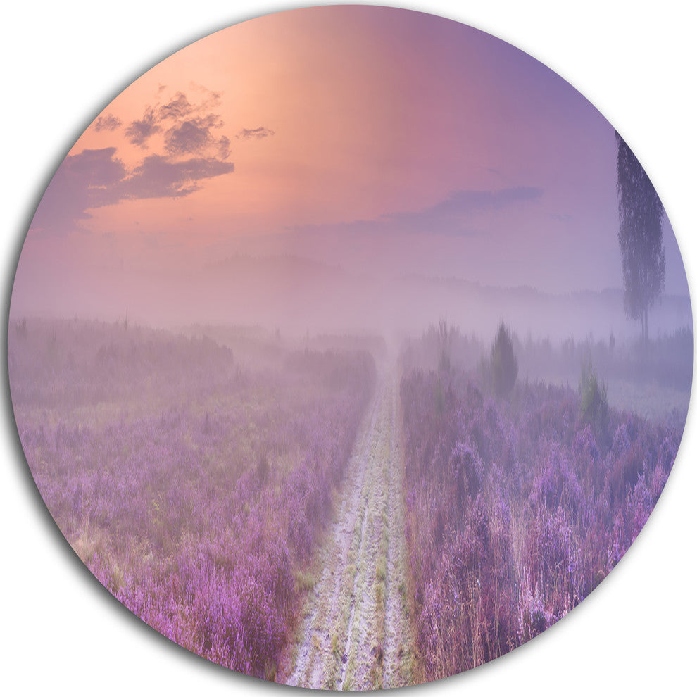 Path Through Blooming Field, Seascape Large Disc Metal Wall Art, 23"