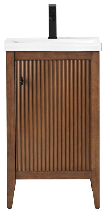 Vanity Art Freestanding Vanity, Walnut, 20", Single Sink, Matte Black