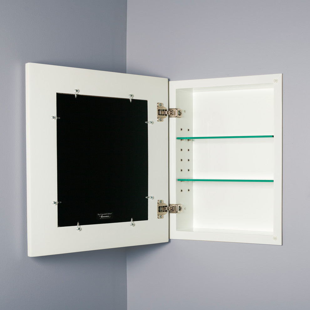 14"x18" Fox Hollow Furnishings Mirrored Medicine Cabinet, White