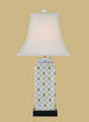 Bamboo Lattice Porcelain Jar Table Lamp, Green