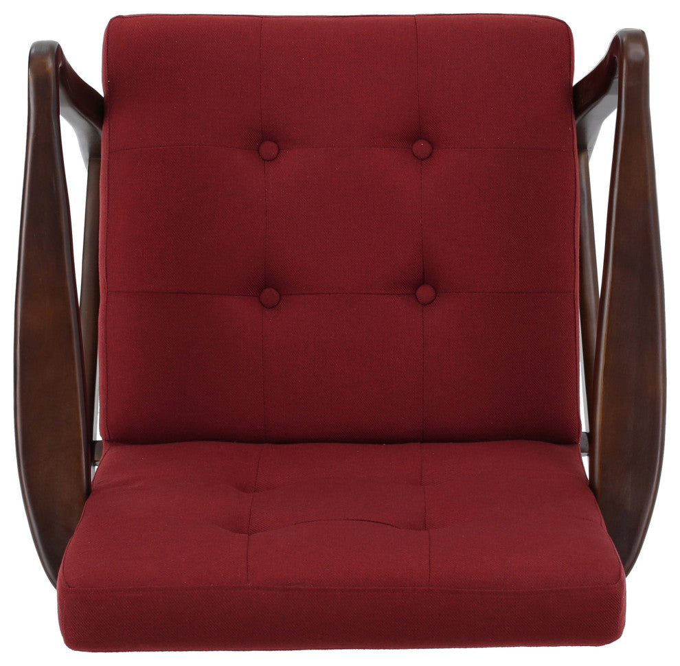 GDF Studio Gunther French-Style Fabric Club Chair, Red/Espresso