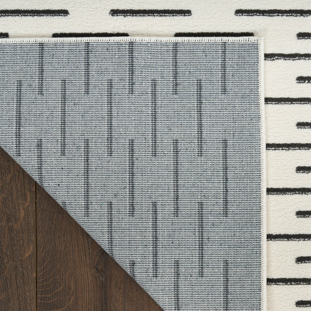 Nourison Nordic 2' x 6' Ivory Black Scandinavian Indoor Rug