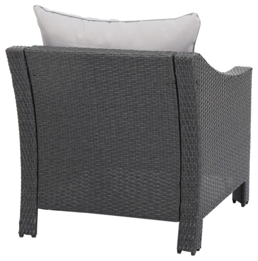 GDF Studio 3-Piece Antibes Outdoor Gray Polyethylene Chat Set