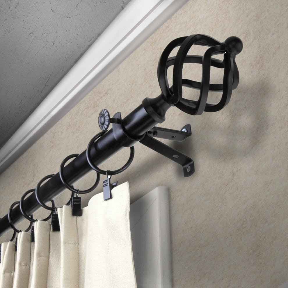 Twist Curtain Rod, Black, 28-48"