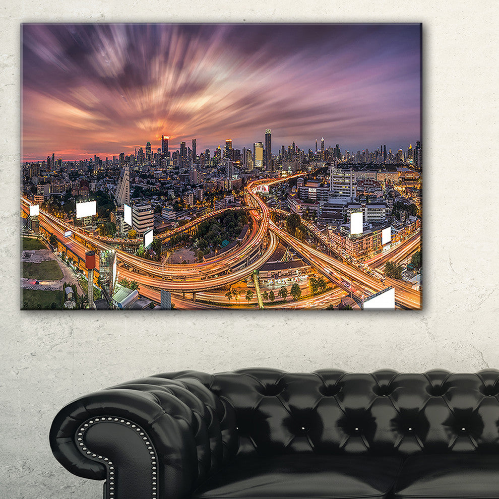 "Bangkok S Shaped Express Way" Cityscape Artwork Canvas, 1 Panel, 60"x28"