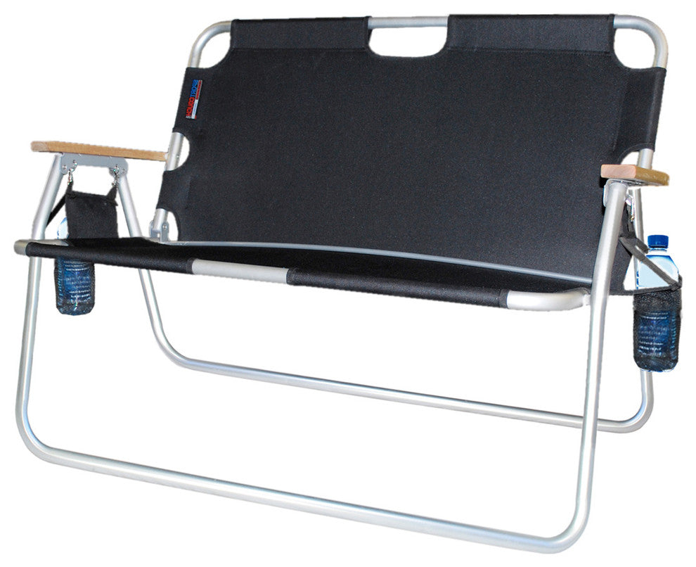 Tailgater Two-Person Folding Aluminum Chair, Black