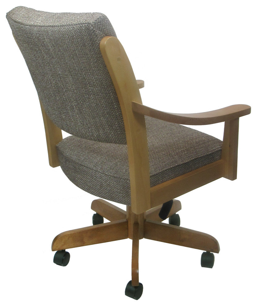 Swivel Wood Dining Caster Chair with Wheels - Casa, Plumley Cocoa on Natural