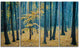 "Dense Autumn Beach Forest" Oversized Forest Canvas Artwork, 4 Panels, 48"x28"