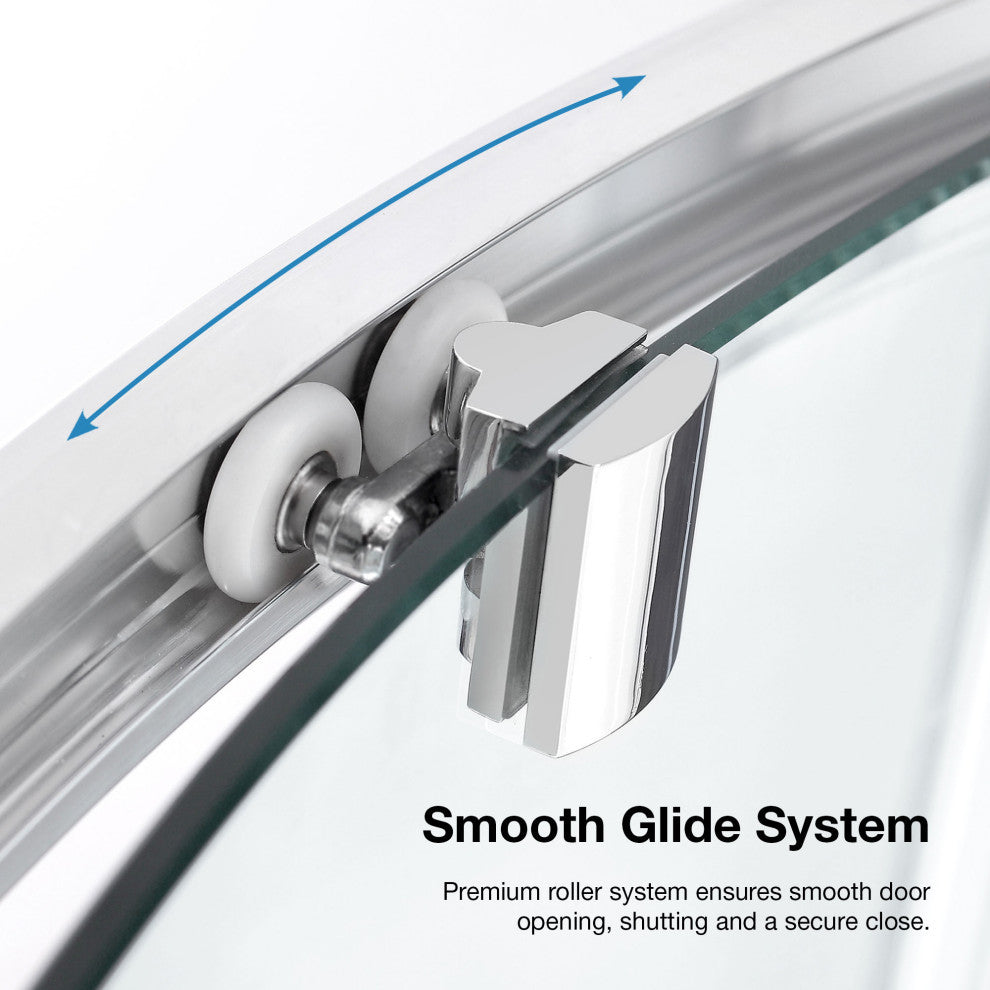 Breeze Corner Sliding Door Shower Kit, Clear Panels and Base, Chrome, 32"