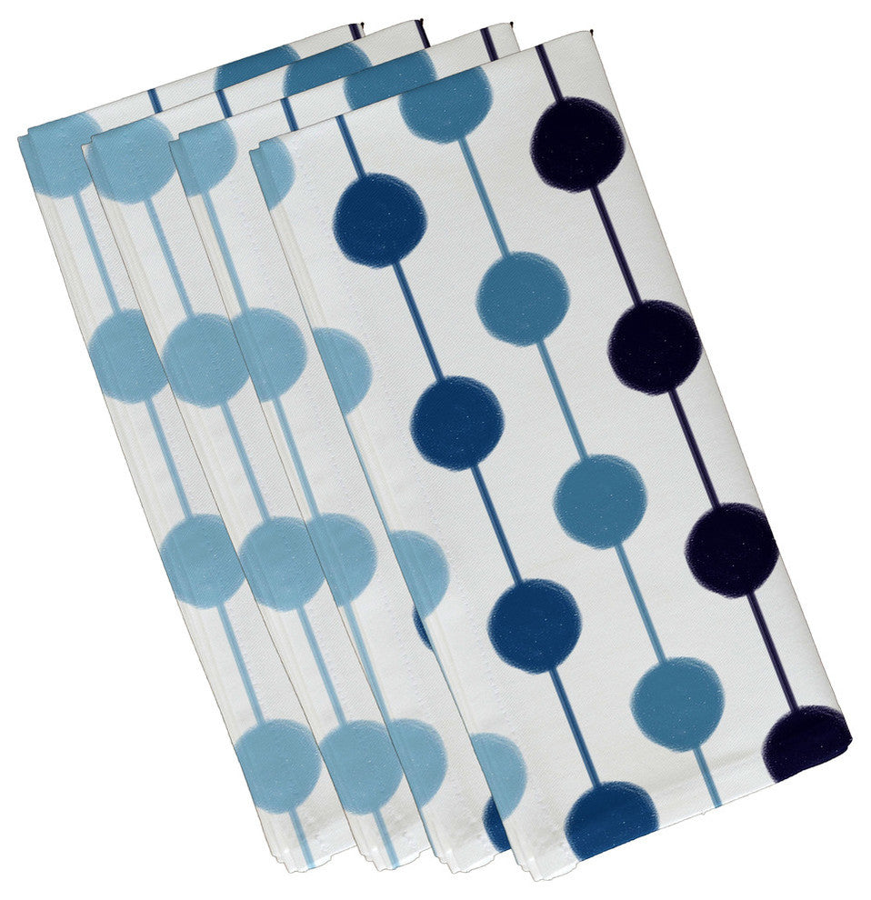 Brady Beads, Stripe Print Napkin, Set of 4, Navy Blue