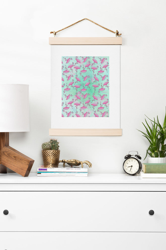 Deny Designs Madart Inc Pink And Aqua Flamingos Art Print