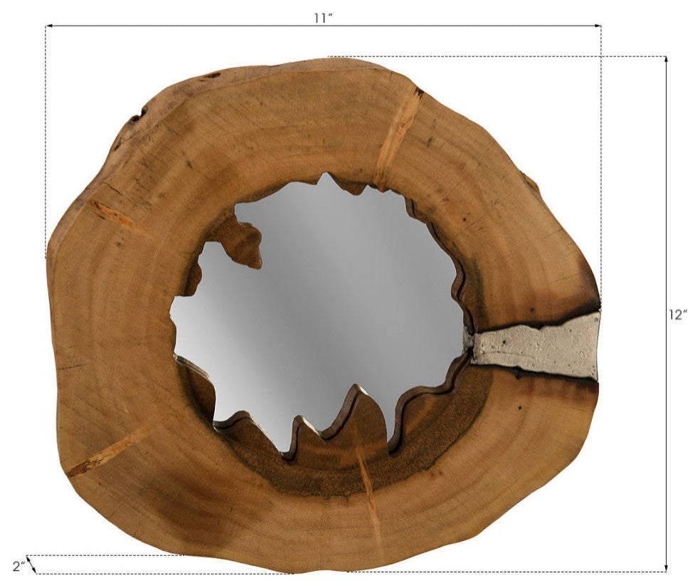 Molten Mirror Wall Art, Poured Aluminum in Wood