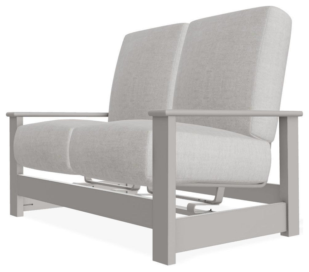 Leeward Deep Seat Outdoor Loveseat with Hidden Motion, Charter Silk/Warm Gray