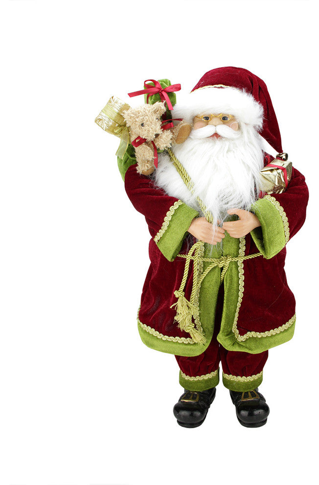 24" Standing Santa Holding a Gift Box and Bag