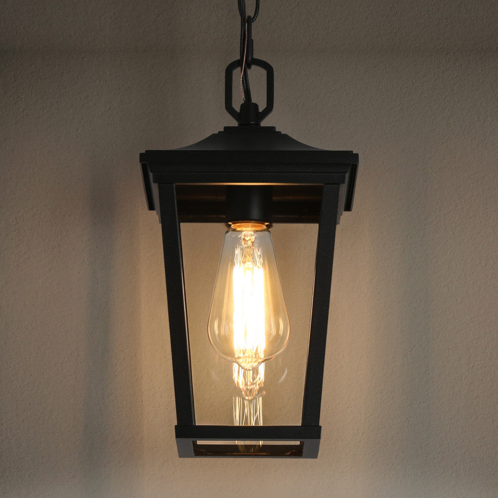 LNC 1-Light Matte Black Square Outdoor Pendant Light