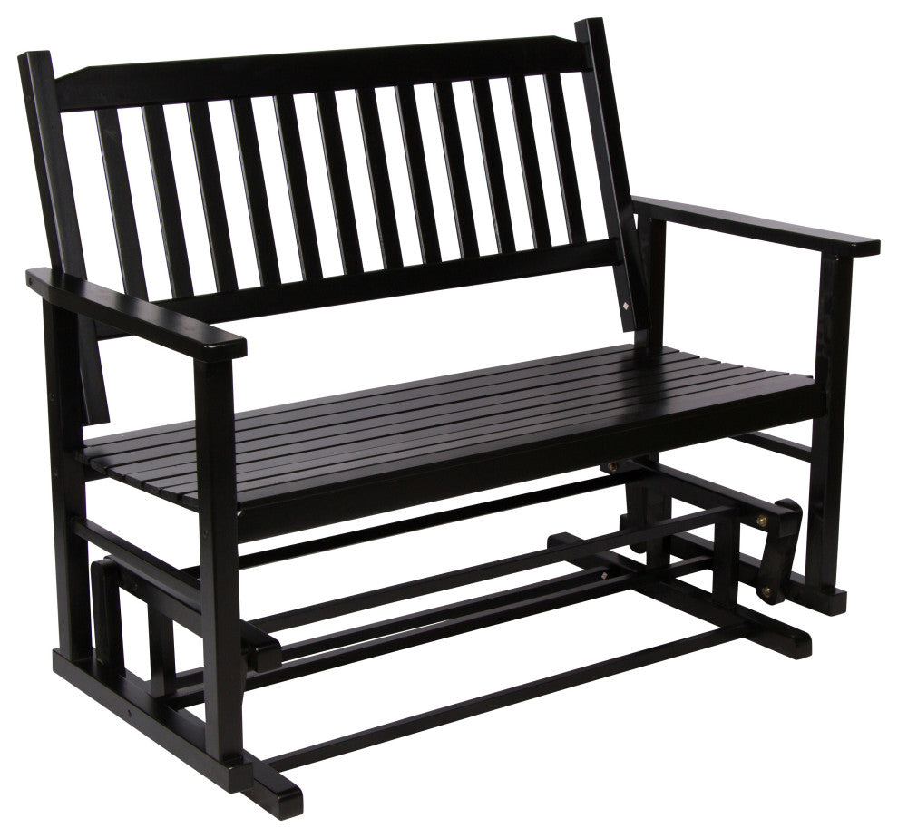 Shine Company Torrey Loveseat Porch Glider - Classic Outdoor Glider Bench, Black