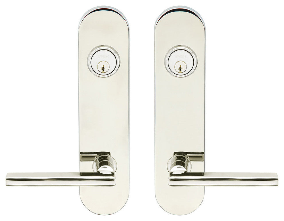 Sunrise Lever, Tubular Entry, Double Cylinder, Polished Stainless Steel