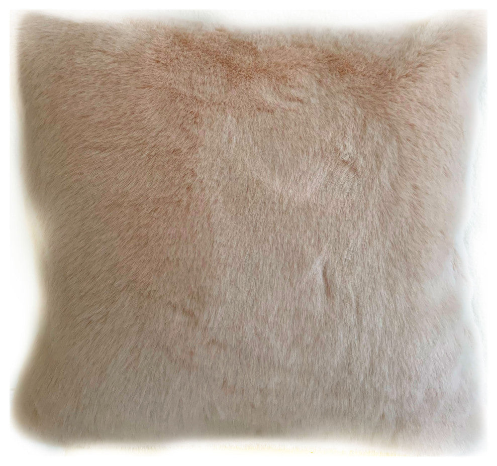 Plutus Pink Plush Animal Faux Fur Luxury Throw Pillow, 22"x22"