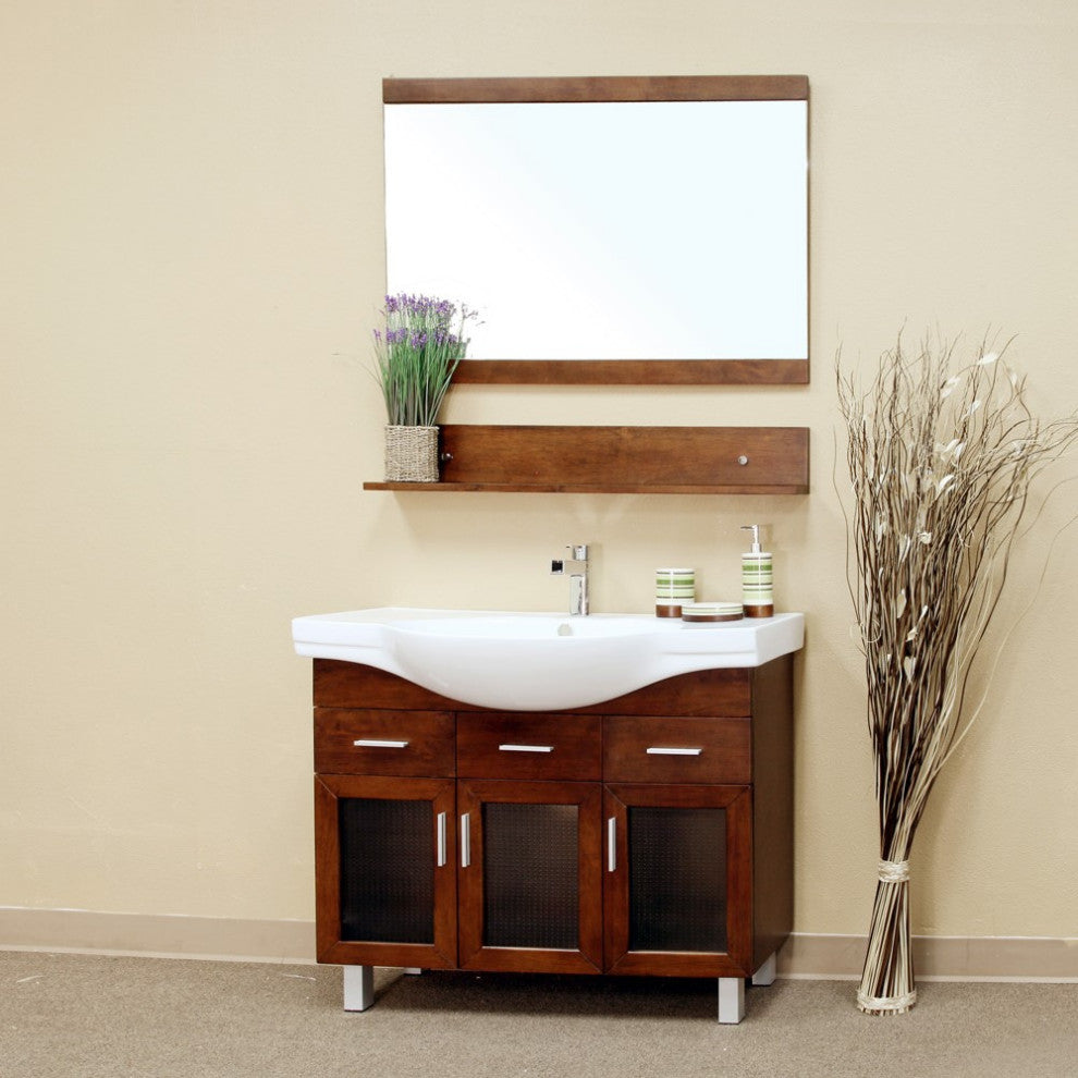 39.8" Single Sink Vanity, Wood, Walnut