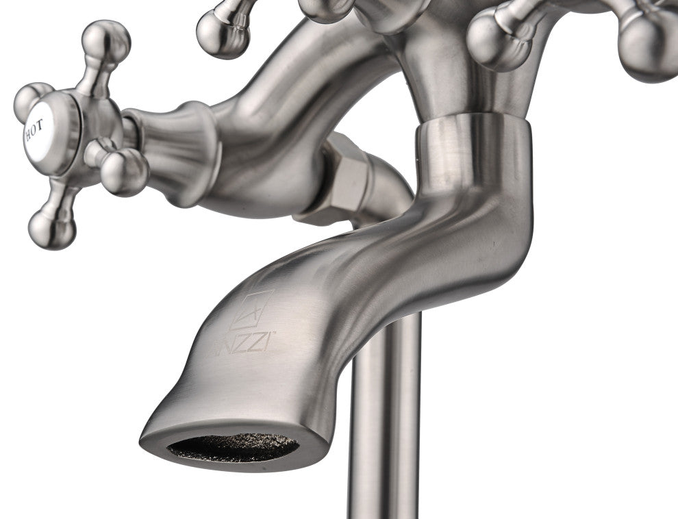 Tugela 3-Handle Claw Foot Tub Faucet With Hand Shower, Brushed Nickel