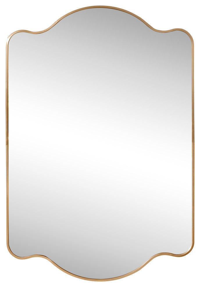 Louisa Medium Scalloped Rectangular Metal Framed Wall Mirror
