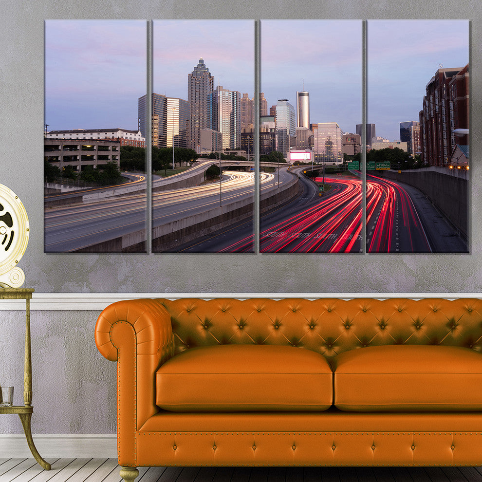 "Atlanta Georgia Rush Hour Traffic at Dusk" Wall Art, 48"x28", 4Panel
