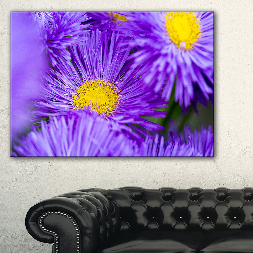 "Bunch of Large Violet Flowers" Flower Canvas Wall Art, 40"x20"
