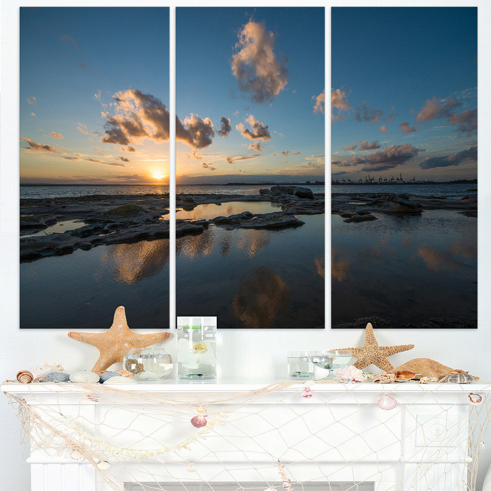 "Sunset at La Perhouse Beach" Canvas Wall Art, 3 Panels, 36"x28"