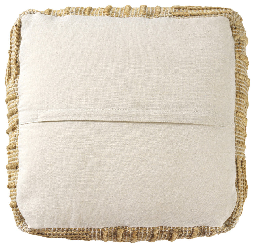Oaks Natural Rustic Striped Handmade Jute Blend Cube Poufs,  18"x18"x18"