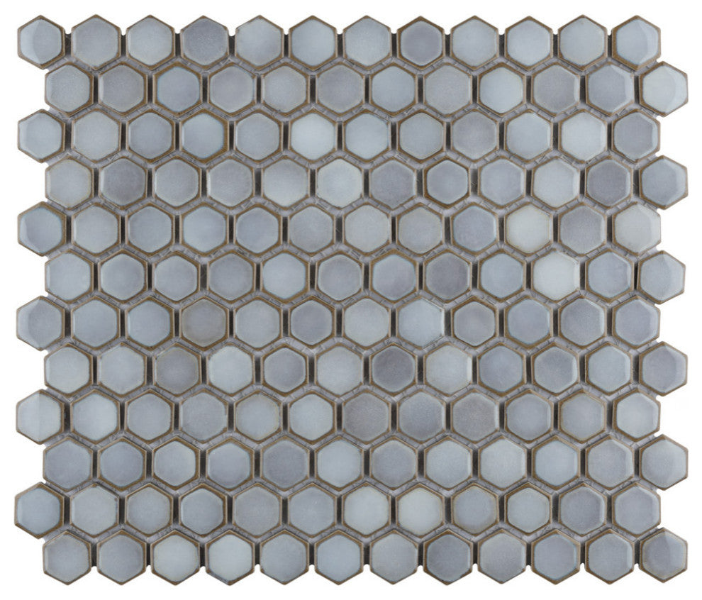 Hudson 1" Hex Grey Eye Porcelain Floor and Wall Tile