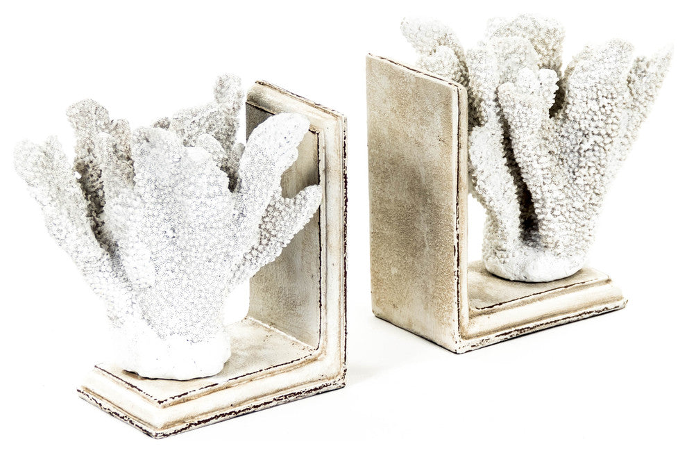 White Coral Bookends, Set of 2