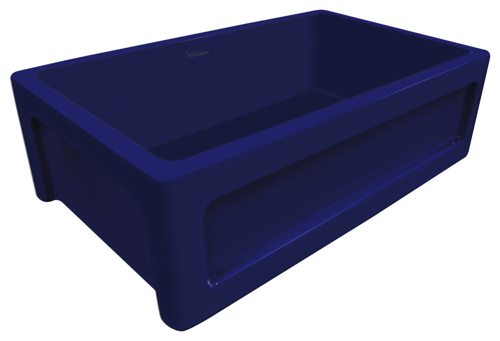 Whitehaus WHQ5550-BLUE 33 Inch Reversible Farmhouse Kitchen Fireclay Sink