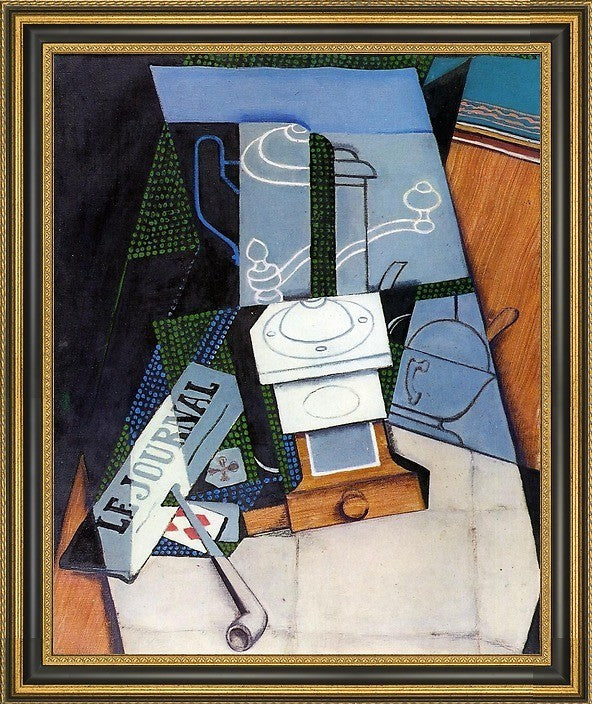 Juan Gris Newspaper with Coffee Mill - 20" x 25" Framed Premium Canvas Print