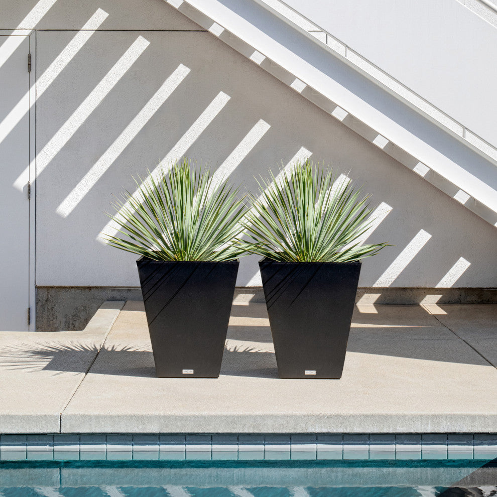 Nobleton Square Planter, Black, 22 Inch, 1 Pack