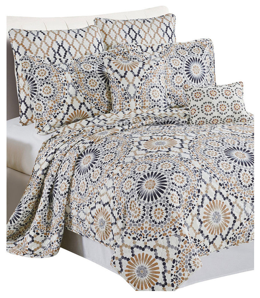 Tradewinds Quilted 7 Piece Bed Spread Set, Queen