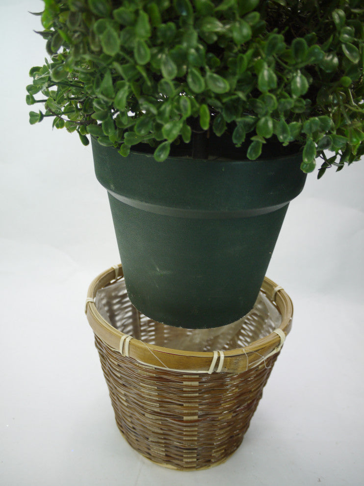 3' Artificial Boxwood Topiary Tree With Basket