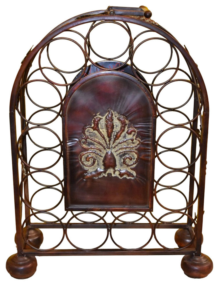 Traditional Style Metal Wine Rack, Bronze
