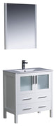 Torino 30" White Modern Bathroom Vanity With Integrated Sink, FFT9131CH