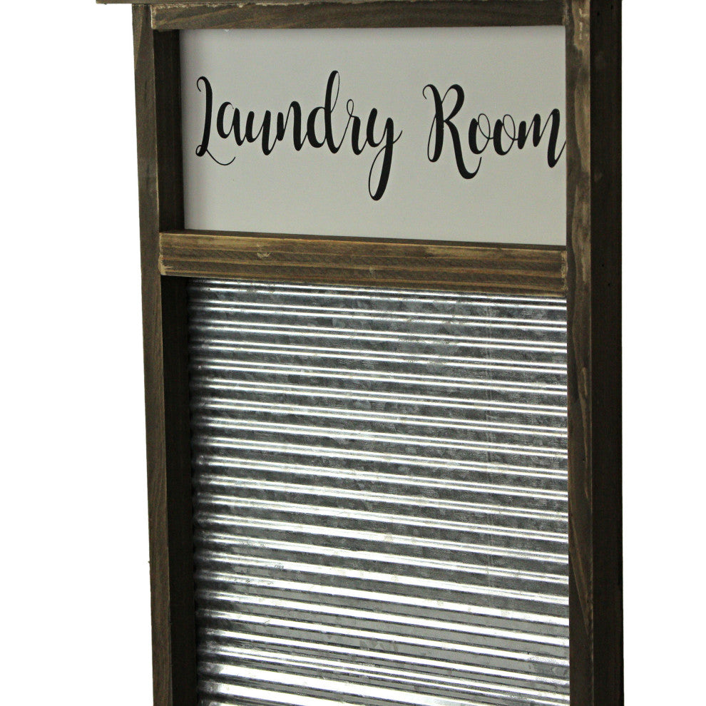 Wood and Metal Vintage Washboard Laundry Room Wall Hanging