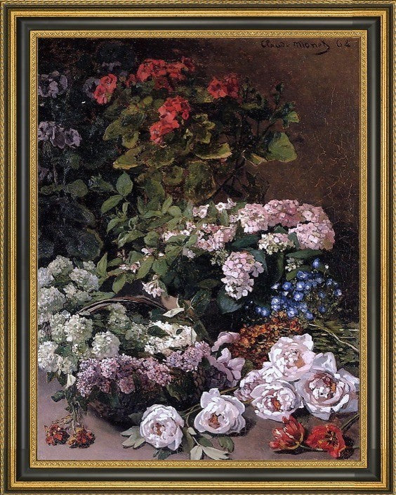 Claude Oscar Monet Spring Flowers Framed Premium Canvas Print, 21"x28"