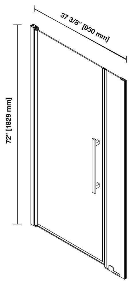 Pasadena 37 3/8-39 3/8"Wx72"H Alcove Pivot Shower Door Brushed Gold
