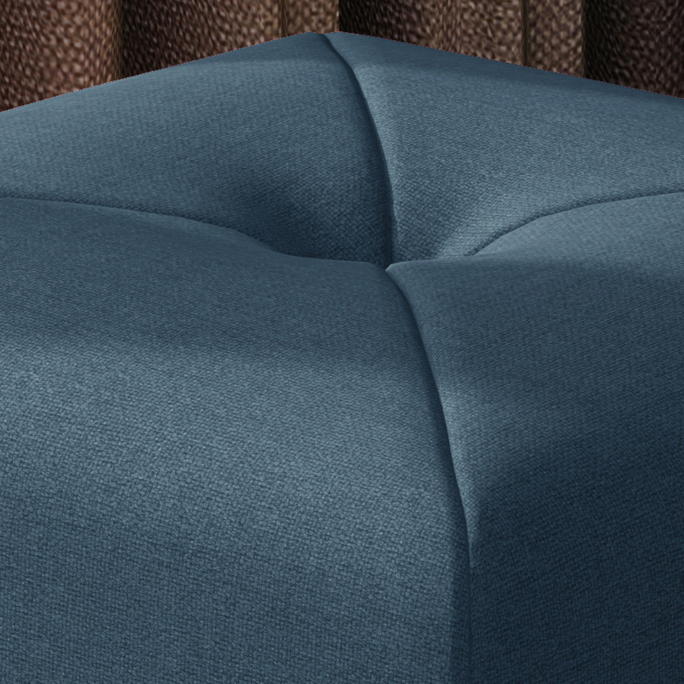 GDF Studio Cassie Fabric Square Ottoman, Navy Blue