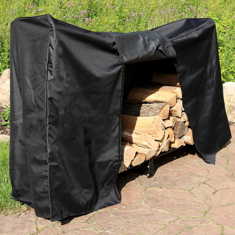 Sunnydaze Outdoor Decorative Firewood Log Rack with Waterproof Cover - 6-Foot