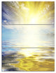 Wavy View of Sea in Yellow Blue, Seashore Triptych Canvas Print, 28x36, 3 Panels