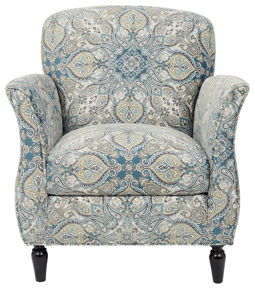 Madison Park Eclectic Paisley Flared Accent Arm Chair, Paisley Blue