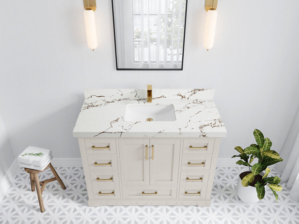 Boston 48" Single Sink Bath Vanity in Fine Grain 2" Viola Brown