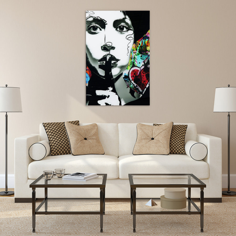 "Secrets" Frameless Free Floating Tempered Glass Panel Graphic Art