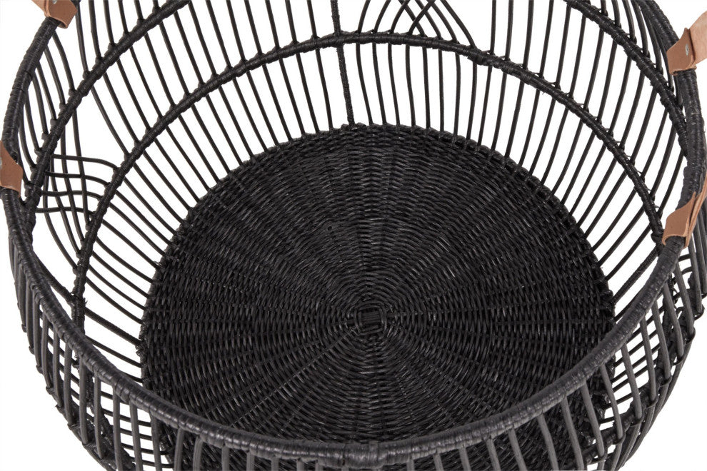 Sumatra Rattan Floor Storage Basket, Black