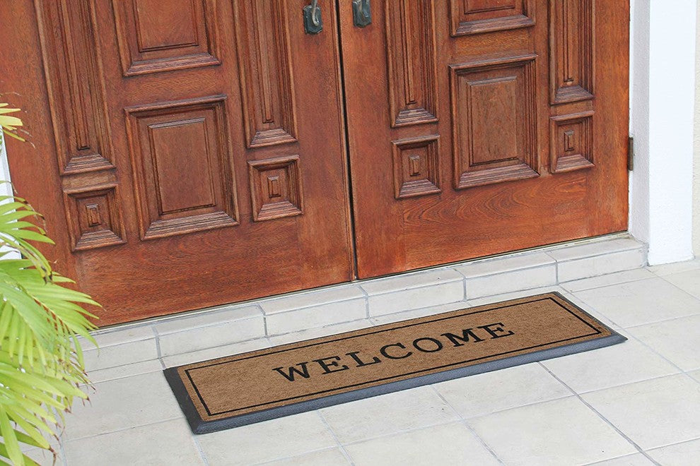 A1HC First Impression Welcome Hand-Crafted Rubber Coir Double Door Mat, 18"X48"